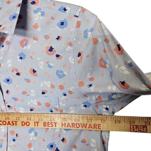 L.L.Bean Womens Wrinkle-Free Floral Button-Down Shirt XXS Light Blue 100% Cotton - Picture 8 of 9